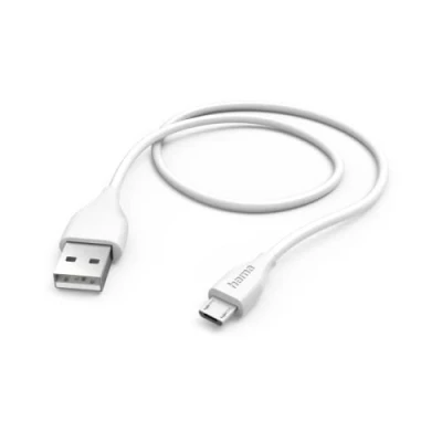 Image of Hama Charging Cable USB A to Micro USB, 1.5 m (Quick Charge, Mobile Phone Cable, Data Type A, Maximum Compatible) White