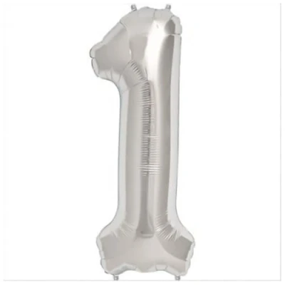 Image of Silver Number 1 Foil Balloon, 101cm