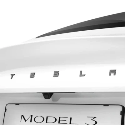 Image of Spigen Rear Emblem Logo Full Cover Designed for Tesla Model 3 2024 2 Pack, Carbon