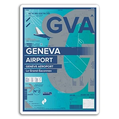 Image of 2 x 10cm GVA Geneva Airport Vinyl Stickers Switzerland Travel Sticker #17405 (10cm Tall)