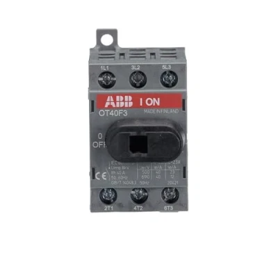 Image of OT40F3 1SCA104902R1001 ABB SWITCH DISCONNECTOR, 3 POLE, FRONT OPERATED, BASE MOUNTED, DIN RAIL MOUNTABLE 40A