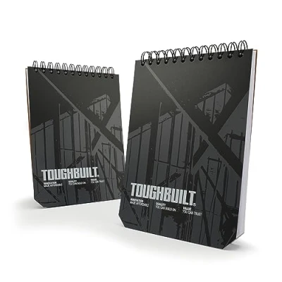 Image of ToughBuilt Large Grid Notebooks Compatible With Organizers, Heavy Gauge Steel Binding Coil, Plastic Cover, Page Size: 9.1&quot; X 6.6&quot; TB 56 L 2 (2 Pack)