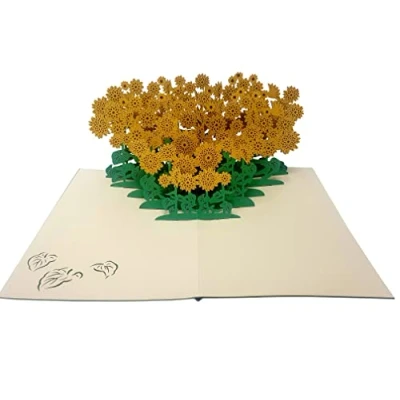 Image of Flowers &amp; Tree’s 3D Pop up Card for Birthday, Graduation, Valentines, Mother’s Day, Anniversary, Thank You, Get Well, All Occasions (Yellow Sunflower Field)