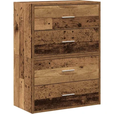 Image of vidaXL Engineered Wood Cabinets with Drawers Stackable/Side by Side Storage, Living/Dining/Bedroom, Moisture Resistant, 60x31x40 cm, Brown