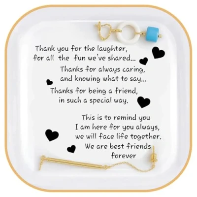 Image of Friend Gift for Women,Ring Dish with Friendship Quotes Trinket Women Birthday Retirement Unique