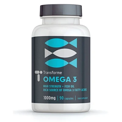 Image of Omega 3 Fish Oil 1000mg 90 Softgels, Pure High Strength, Balanced EPA &amp; DHA, Natural Vitamin E, by Transforme