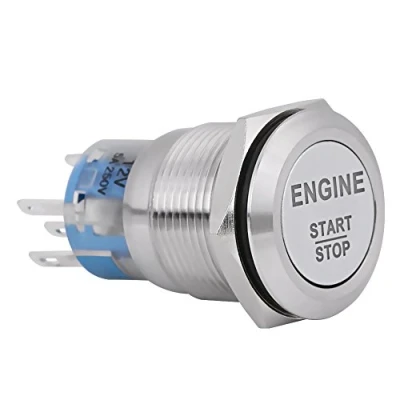 Image of 12V DC LED car Engine Start Stop Push Button switch Ignition Starter Universal Metal Press White(Silver)