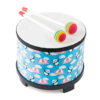 Image of Musfunny Baby Drum for Kids, Floor Tom 8 inch Percussion Music Instrument Kids with 2 Mallets Children Christmas Birthday Gift (Blue inch)