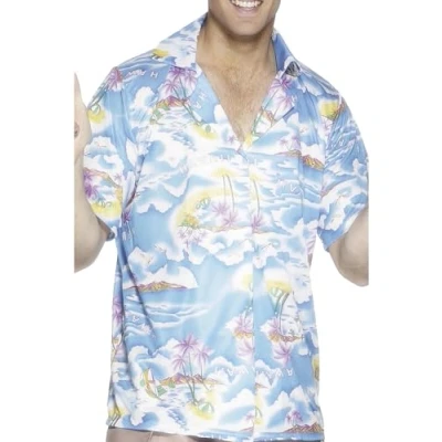 Image of Smiffys Hawaiian Shirt, Blue , Luau Fancy Dress, Dress Up Costumes