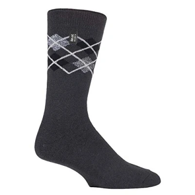 Image of HEAT HOLDERS Ultra Lite Mens Thin 1.0 TOG Winter Warm Lightweight Casual Thermal Dress Socks (6 11 uk, Jay Charcoal Argyle)