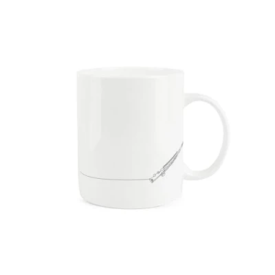 Image of Purely Home Musical Instrument Flute Mug Line Drawn Bone China White Coffee/Tea Present Gift