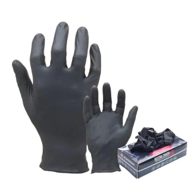 Image of Blackrock Nitrile XL Disposable gloves Powder Free, Latex Multipurpose Non Sterile Rubber for Industrial Use, Food Grade each box contains 100 black