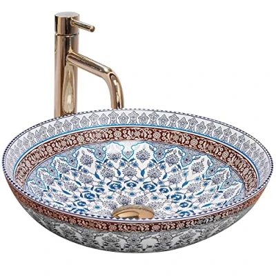 Image of REA Bathroom Sink Made of Ceramic ARTE Blue U0267,