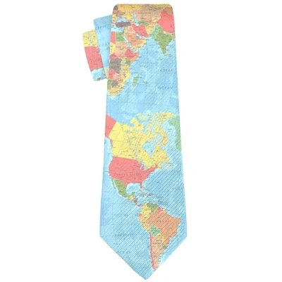 Image of Cubirmin Funny Ties for Men Teen Boys Fashion Novelty Silm Necktie Adjustable Neck Tie Wedding Party Meeting Outfit, World Map, One Size