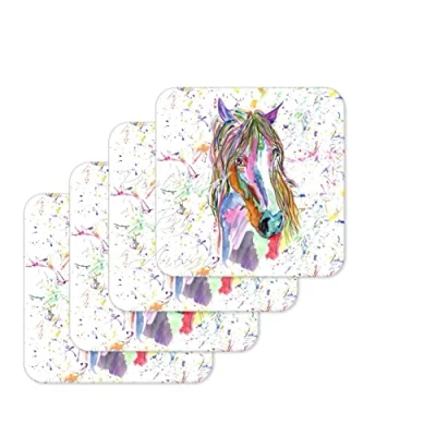 Image of Coaster Horse Farm Animals Coasters Watercolour Art Gift Work Office Dining Tea coffee (4)