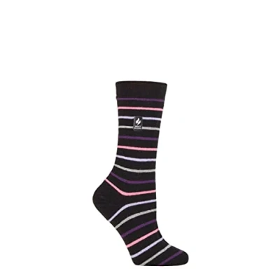 Image of Women&#039;s 1 Pair SOCKSHOP Heat Holders 1.0 TOG Ultralite Striped, Argyle &amp; Patterned Socks Riga Stripe Black 4 8 Ladies