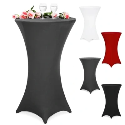 Image of Deuba® Bar Table Stretch Slip Cover for 80 85cm Diameter Bistro Tables 120cm Height 30C Washable Easy Care Fabric Reinforced Feet Ideal Weddings, Parties, Events Anthracite Grey
