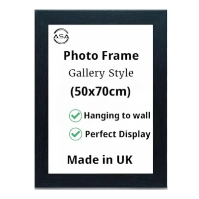 Image of Modern 50x70cm Photo Frame Picture Frames with Safe Perspex Front &amp; Wall Mounting Home Decoration Wooden Poster Black White Oak (Black)