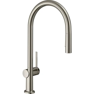 Image of Hansgrohe Talis M54 Single Lever Kitchen Mixer 210 With Pull Out Spray And Sbox, 2 Modes, Stainless Steel Finish, 72801800
