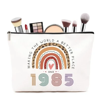 Image of Funny 40th Birthday Gifts for Women Small Comestic Bag Presents Female Personalised 40 Year Old Lady Present Ideal Mum, Best Friend, Sister, Wife Cosmetics Bag(1985)