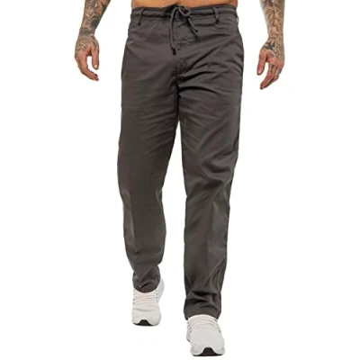 Image of BRAND KRUZE Mens Work Trousers KZ112 Elasticated Smart Plain Rugby Trouser Casual Pants All Waist Sizes Grey 44W / 31L