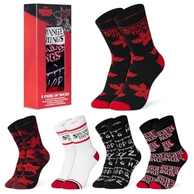 Image of Stranger Things Ladies Socks Pack of 5 Soft Ankle for Women Teenagers Size 2 7 Casual Work Gifts Her