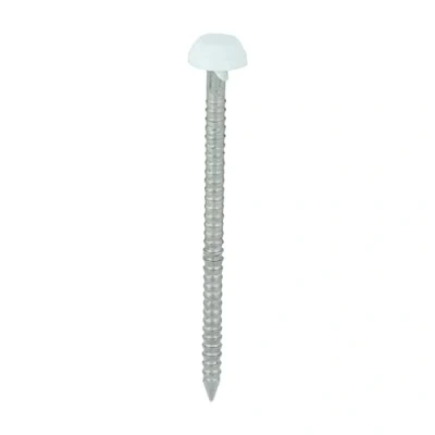Image of White 40mm Poly Top Pins (Pack of 50) UPVC Nail Polymer Headed Pin