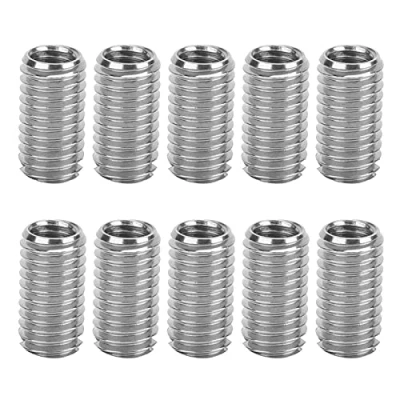 Image of Thread Inserts, 10 Pcs Reducer M8 to M6, Threaded Insert Inner M6*1.0 Outer M8*1.25 Length 15MM Male Female Reducing Nut, Stainless Steel Hardware Repair Tool
