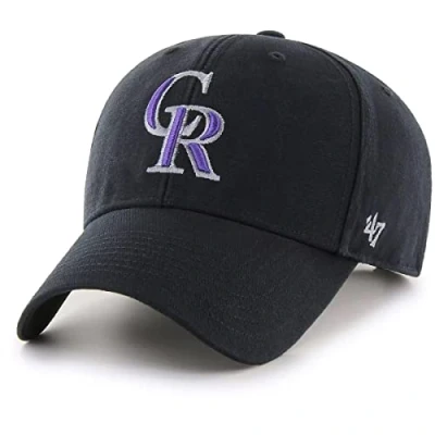 Image of 47 MLB Team Color Legend MVP Adjustable Hat, Adult One Size Fits All (Colorado Rockies Black), Black,