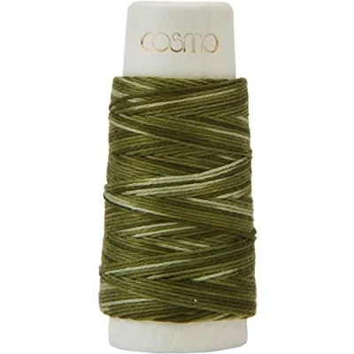 Image of Lecien Cosmo Hidamari Sashiko Variegated Thread 30 Meters Forest Moss