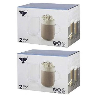 Image of Ravenhead Glass Mugs Set of 2 Pieces Home Kitchen Table Drinkware 31cl Clear (Pack 2)