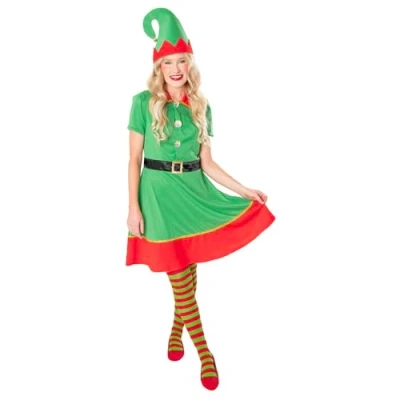 Image of Rubies 1000905L000 Elf Adult Fancy Dress, Women, Multicoloured, 16 18