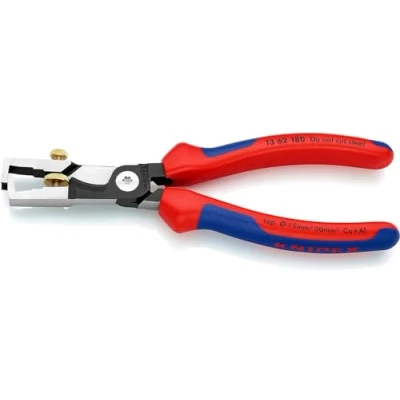 Image of Knipex StriX® Insulation strippers with cable shears black atramentized, multi component grips 180 mm 13 62
