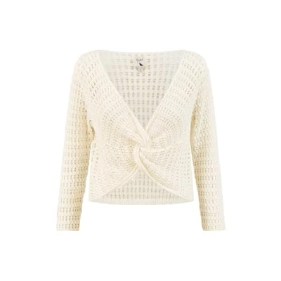 Image of Yumi Womens Ivory Cotton Crochet Twisted Bolero Top Size Small