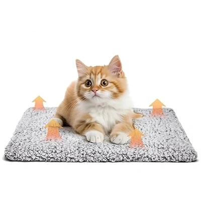 Image of Nobleza Self Heating Cat Bed, Soft Warm Pet Pad, Safe Thermal Heated Dog Blanket, Heat Pad Cushion Washable, Warming Bed Mat for Indoor Cats Kitten Puppy, 50x40cm