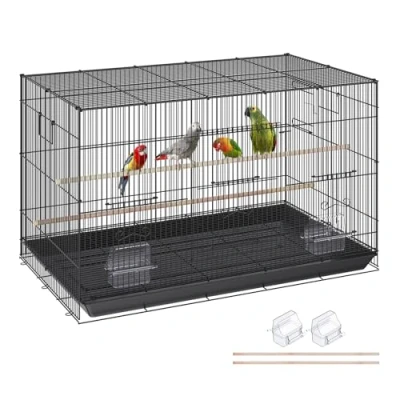 Image of VEVOR 30 inch Bird Cage, Metal Large Parakeet Cages for Cockatiels Small Parrot Budgies Lovebirds Canaries, Pet Cage with Rolling Stand and Tray
