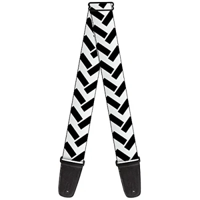 Image of Buckle Down Guitar Strap Jagged Chevron White Black 2 Inches Wide