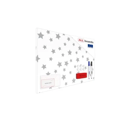 Image of Magnetic Boards MetalBoard Gray Stars Background 90x60cm a Metal Poster for All Types of Magnets + Set Accessories Included