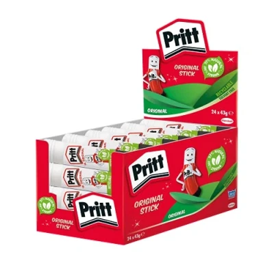 Image of Pritt Glue Stick, Safe &amp; Child Friendly Craft for Arts Crafts Activities, Strong Hold adhesive School Office Supplies, 24 x 43 g Stick