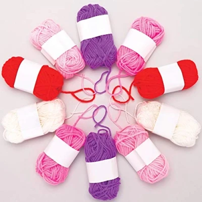Image of Baker Ross AT374 Wool, Bright Coloured Knitting Yarn For Arts And Crafts, Purple, Pack of 10