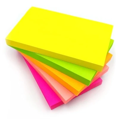 Image of 12 Pads Large Sticky Notes Bright Colour Note 76mm x 127mm (3&quot;x 5&quot;) 100 Sheets per Pad Yellow, Pink, Green, Orange, Peach Jot Reminders, Checklists, Shopping Lists for Valentine&#039;s Days