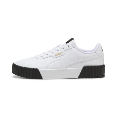 Image of PUMA Women&#039;s Carina 3.0 Sneaker, White Gold Black, 6 UK