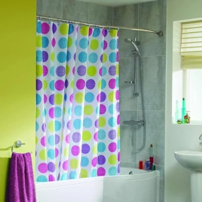 Image of Croydex Shower Curtain, Textured Dot, 1800 x 1800mm