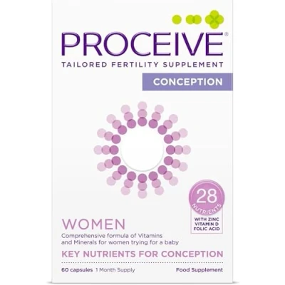 Image of Proceive® Fertility Supplements for Women Conception Vitamins Trying to Conceive Contains Zinc, Folic Acid, Vitamin D 60 Capsules (1 Month Supply) Vegan