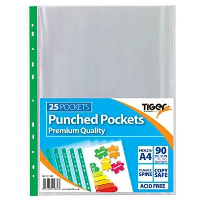 Image of Tiger A4 Punched Pockets 90 Micron Premiumx25 (301336 )