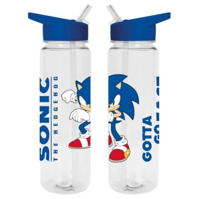 Image of Sonic the Hedgehog Water Bottle (Gotta Go Fast Design) 700ml Plastic Bottle, Girls Boys Kids Official Merchandise, Merhfarbig