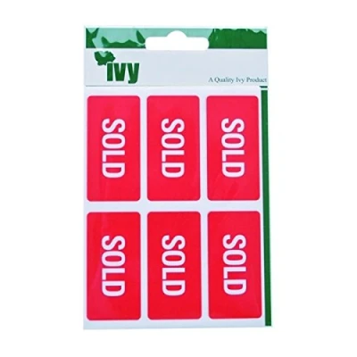 Image of SOLD Stickers 25mm x 50mm Self Adhesive Labels Sticky (42 Stickers) Ivy 231550