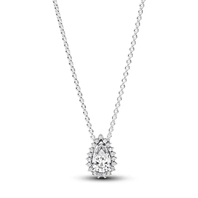 Image of Pandora Timeless Sterling silver necklace with clear cubic zirconia