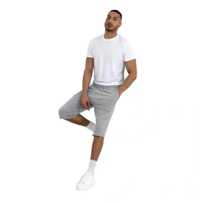 Image of BRAVE SOUL Mens Sweat Shorts 3/4 Length Elastic Waist Summer Lightweight Sweatpant Running for Men, Light Grey Colour, Size M