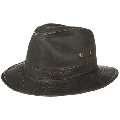 Image of Stetson Vagabond Men&#039;s Traveler&#039;s hat Adventurer&#039;s Cotton with 40+ UV Protection Outdoor Vintage Look Summer/Winter Sun Brown S (54 55 cm)